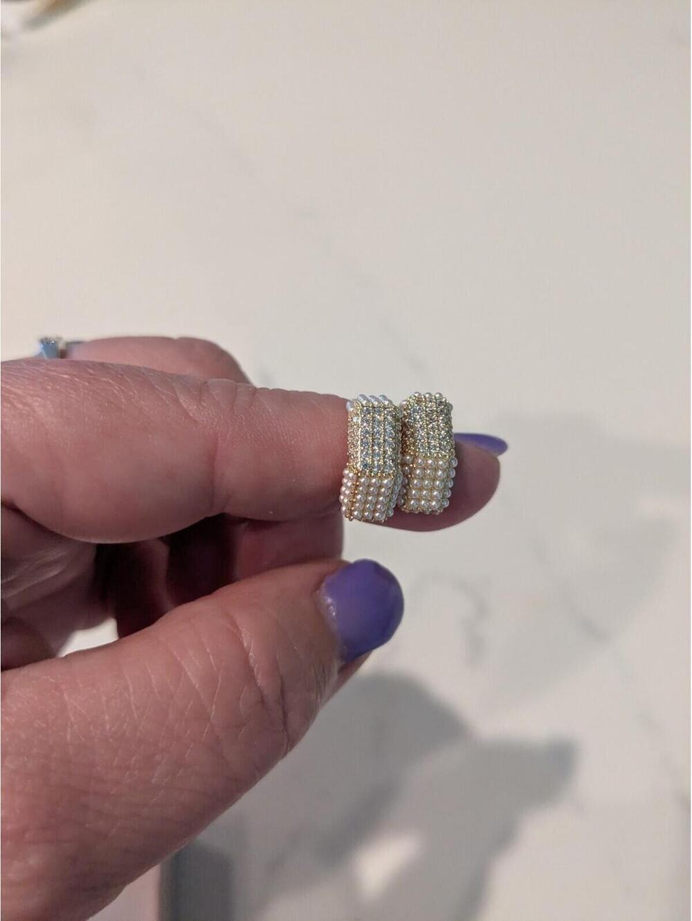 Gold Toned Over 925 Sterling Silver Cubic Zirconia  Ear Huggers Super Cute New